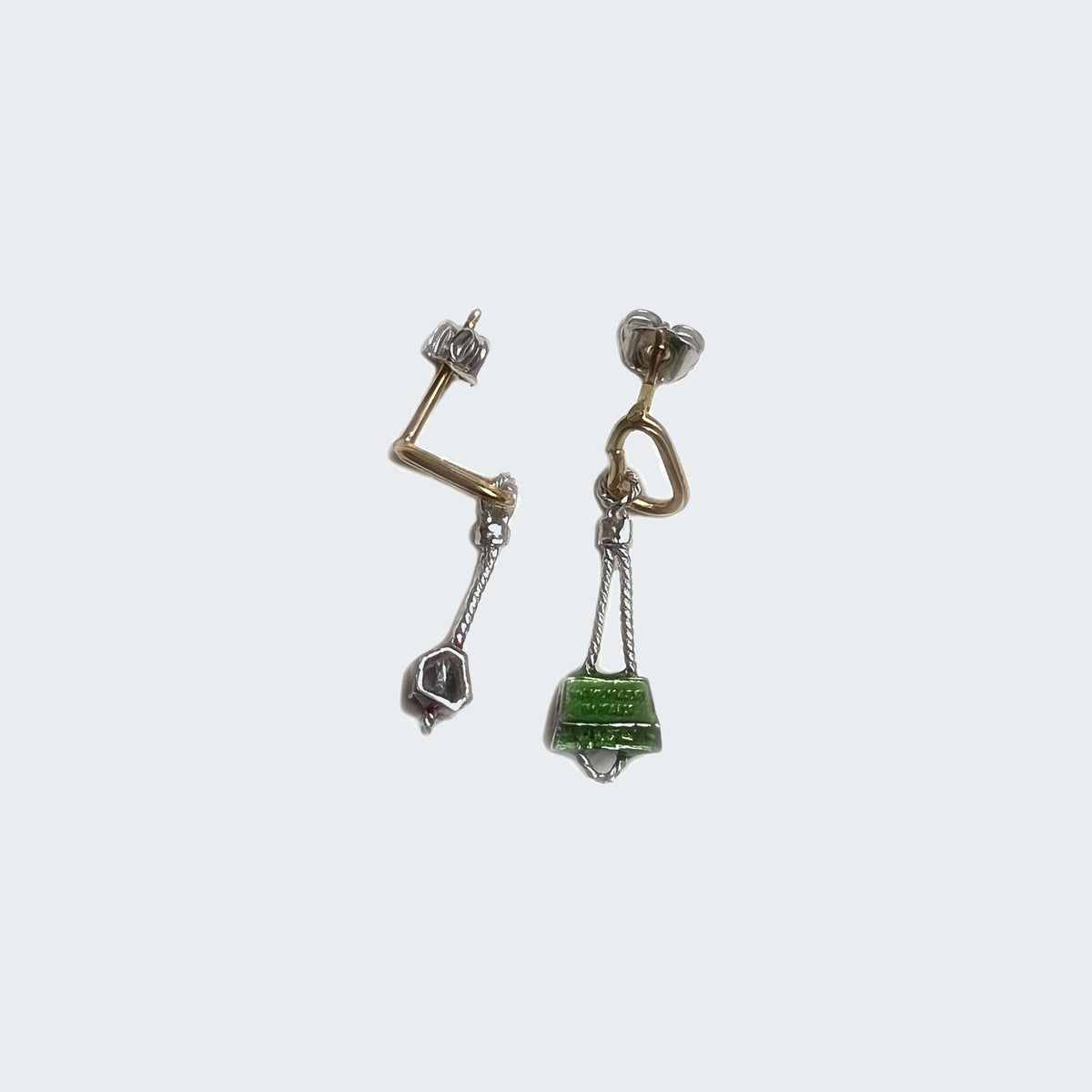 Bronze / gold-rhodium plated / green-red enameld